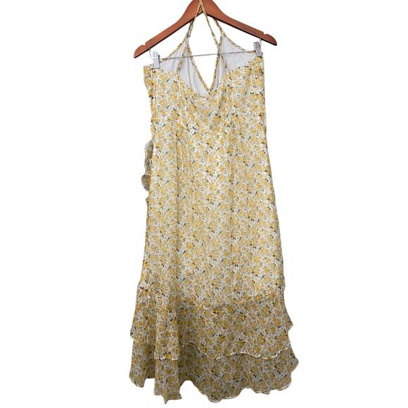 Abercrombie & Fitch Floral Midi Dress Large Yellow Ruffle Feminine Garden Party - Picture 6 of 10